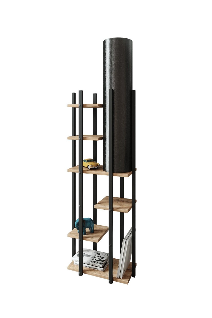 Lampadar, Opviq, 390FLH1158, Negru / Natural - imagine 3